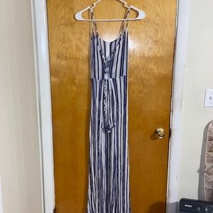 striped high low dress with shorts
